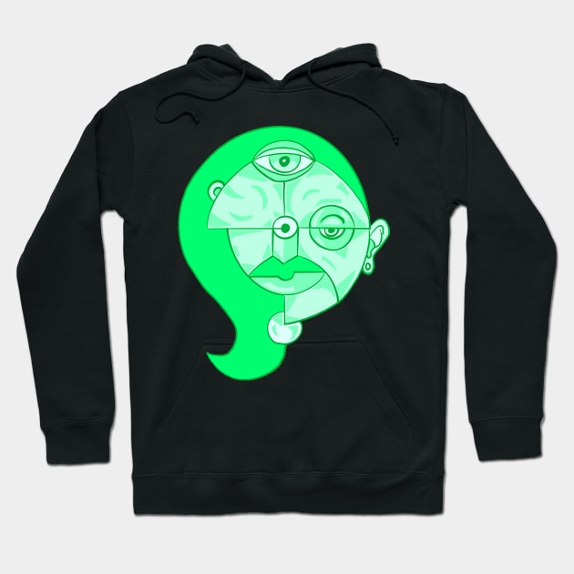Green Abstract Woman Hoodie by OkayPlatypus